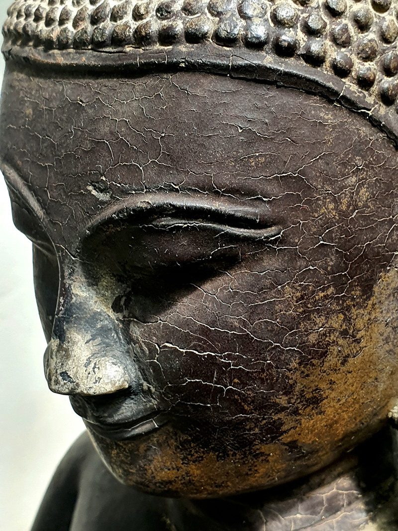 Extremely Rare 18C Wood Burma Ava Buddha #A086